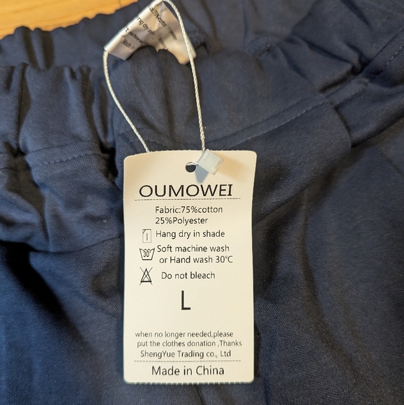 LARGE Navy Sweatpants Elastic Waist Pockets Cotton Blend - Picture 8 of 10